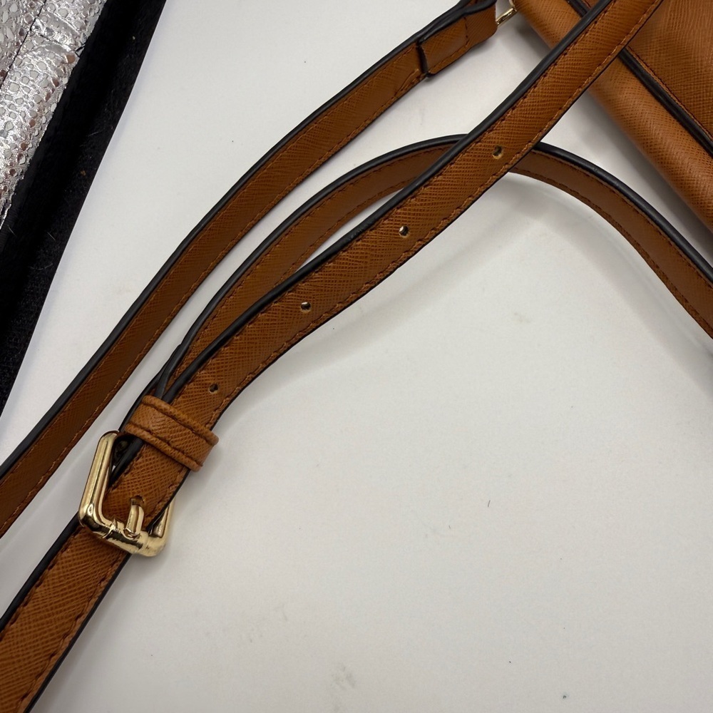 Lionel Brittany Cognac Vegan Leather Purse Saddlebag Crossbody - Picture 5 of 8
